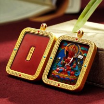 Tibetan cinnabar thangka pendant