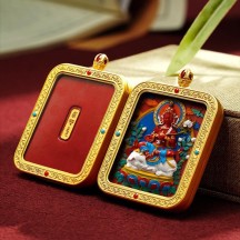 Tibetan cinnabar thangka pendant