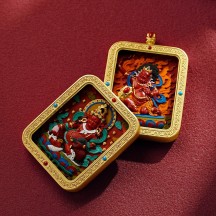 Tibetan cinnabar thangka pendant