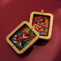 Tibetan cinnabar thangka pendant