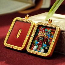 Tibetan cinnabar thangka pendant