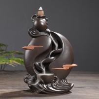 Zisha Backflow Incense Burner – "Mountain Stream" Creative Aromatherapy Decor with Smoke-Watching Effect