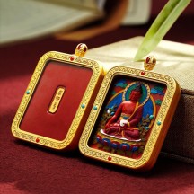 Tibetan cinnabar thangka pendant
