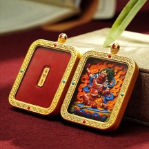 Tibetan cinnabar thangka pendant