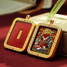 Tibetan cinnabar thangka pendant