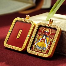 Tibetan cinnabar thangka pendant