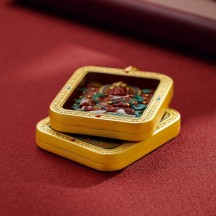 Tibetan cinnabar thangka pendant