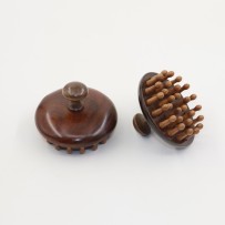 Golden Sandalwood Round Massage Comb – Scalp Therapy and Meridian Care Brush