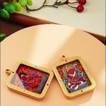 Tibetan cinnabar thangka pendant