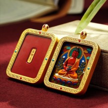 Tibetan cinnabar thangka pendant