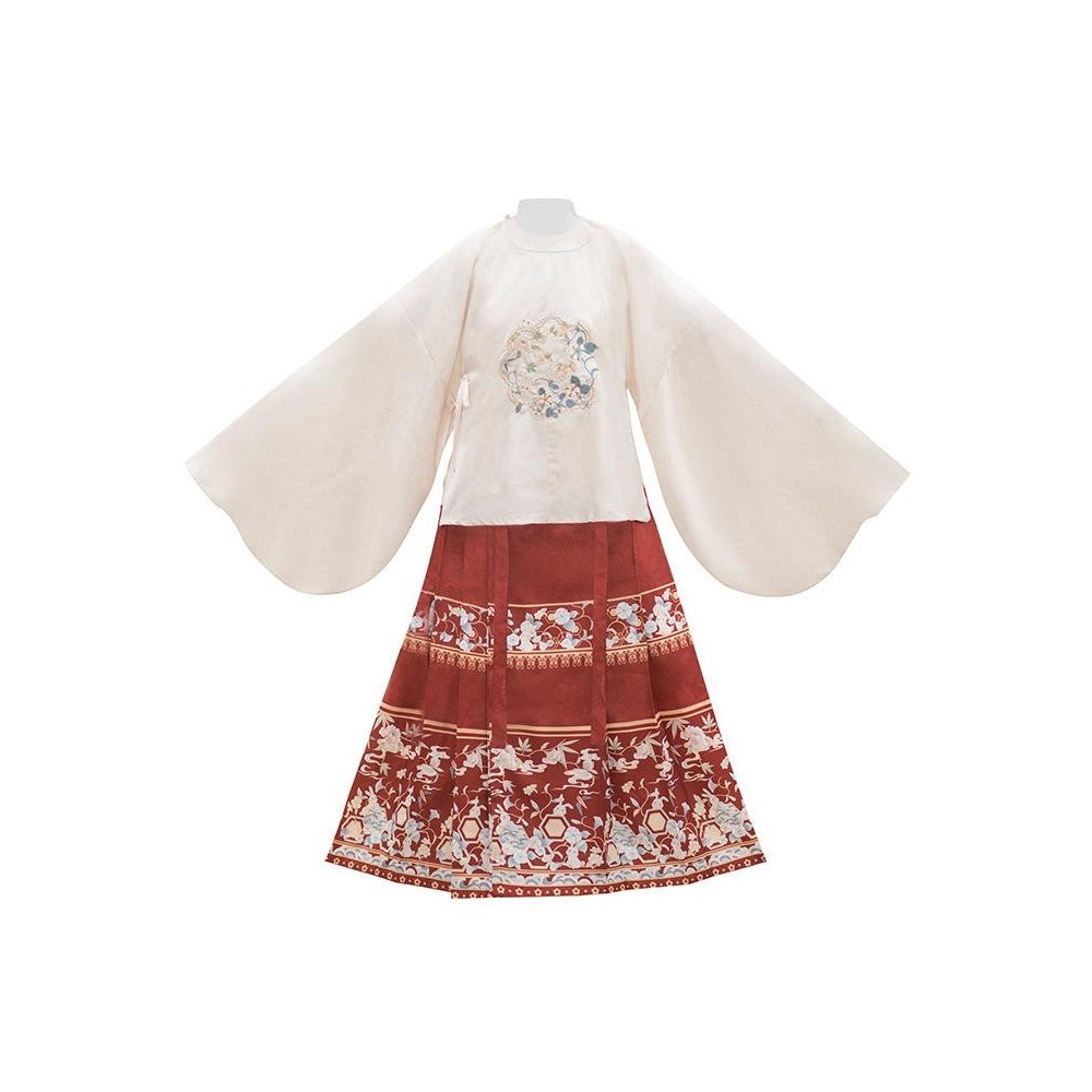 Women's Embroidered Round-Collar Hanfu Set with Narrow-Sleeve Inner Garment and Horse-Face Skirt Women's Embroidered Round-Collar Hanfu Set with Narrow-Sleeve Inner Garment and Horse-Face Skirt