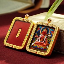 Tibetan cinnabar thangka pendant