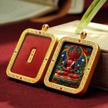 Tibetan cinnabar thangka pendant