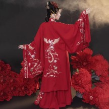 Women's Hanfu with Exquisite Embroidery – Cross-Collar Wide-Sleeve Top and High-Waisted Ruqun Skirt