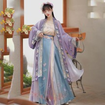 Women's Hanfu Set – Retro Chinese Style Beizi Outerwear with Horse-Face Skirt, 4-Piece Outfit