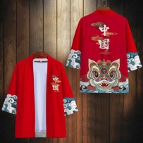 Men's Chinese Style Robe – Guochao Lion Dance Dao Robe Cloak Shirt Jacket