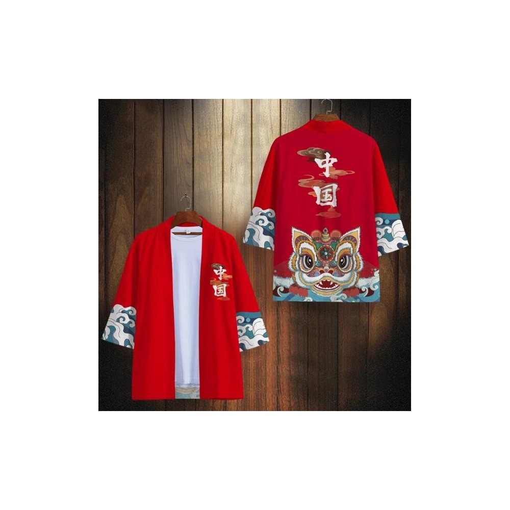 Men's Chinese Style Robe – Guochao Lion Dance Dao Robe Cloak Shirt Jacket Men's Chinese Style Robe – Guochao Lion Dance Dao Robe Cloak Shirt Jacket