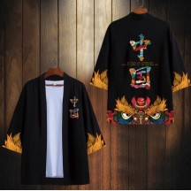 Men's Chinese Style Robe – Guochao Lion Dance Dao Robe Cloak Shirt Jacket