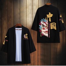 Men's Chinese Style Robe – Guochao Lion Dance Dao Robe Cloak Shirt Jacket