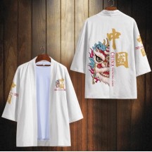 Men's Chinese Style Robe – Guochao Lion Dance Dao Robe Cloak Shirt Jacket