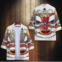 Men's Chinese Style Robe – Guochao Lion Dance Dao Robe Cloak Shirt Jacket