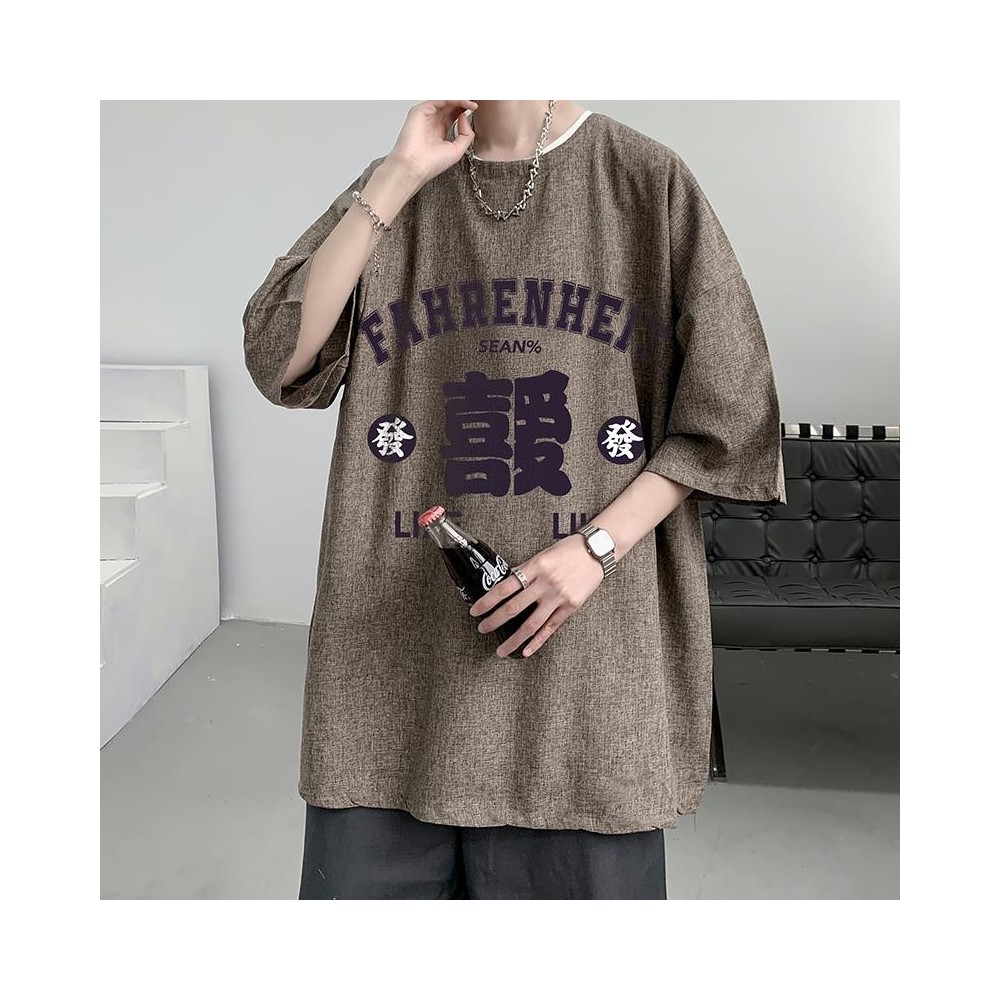 Men's Chinese-Style T-Shirt – Linen Short Sleeve or 3/4 Sleeve, Plus Size Summer Top Men's Chinese-Style T-Shirt – Linen Short Sleeve or 3/4 Sleeve, Plus Size Summer Top