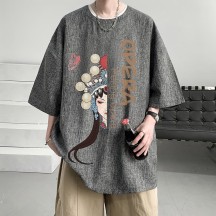Men's Chinese-Style T-Shirt – Linen Short Sleeve or 3/4 Sleeve, Plus Size Summer Top
