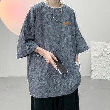 Men's Chinese-Style T-Shirt – Linen Short Sleeve or 3/4 Sleeve, Plus Size Summer Top