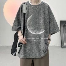 Men's Chinese-Style T-Shirt – Linen Short Sleeve or 3/4 Sleeve, Plus Size Summer Top