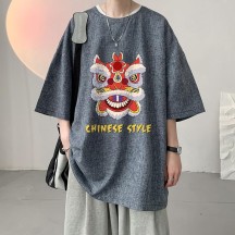 Men's Chinese-Style T-Shirt – Linen Short Sleeve or 3/4 Sleeve, Plus Size Summer Top