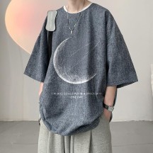 Men's Chinese-Style T-Shirt – Linen Short Sleeve or 3/4 Sleeve, Plus Size Summer Top