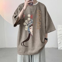 Men's Chinese-Style T-Shirt – Linen Short Sleeve or 3/4 Sleeve, Plus Size Summer Top