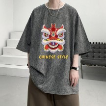 Men's Chinese-Style T-Shirt – Linen Short Sleeve or 3/4 Sleeve, Plus Size Summer Top
