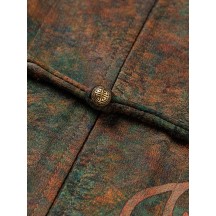 Heavy Satin Xiangyun Silk Shirt – Chinese Style with Oracle Bone Script, Bronze Buttons, and Stand Collar