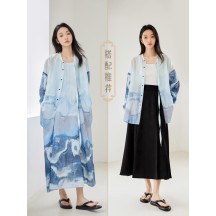 Women's Ink-Wash Style Spaghetti Strap Dress – New Chinese-Inspired Elegant Design