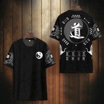 Chinese-Style Tai Chi Print Short-Sleeve T-Shirt – Plus Size, Breathable, Crew Neck