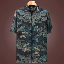 Xiangyun Silk Shirt – Ethnic-Style Men's Chinese Short-Sleeve Silk Top
