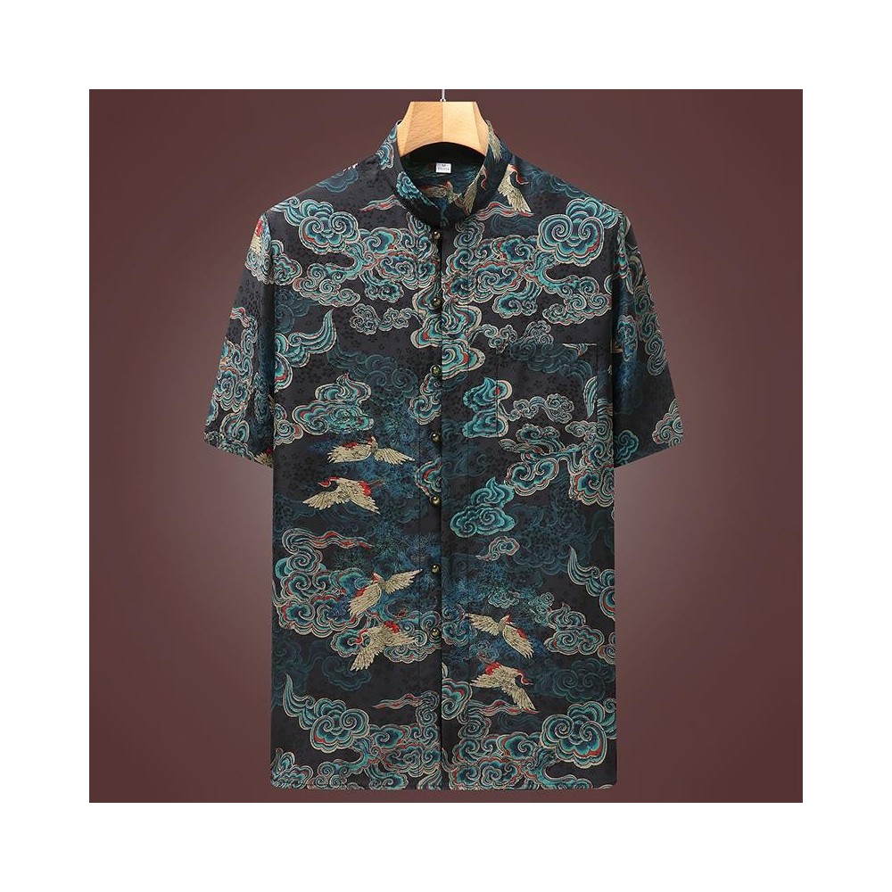 Xiangyun Silk Shirt – Ethnic-Style Men's Chinese Short-Sleeve Silk Top Xiangyun Silk Shirt – Ethnic-Style Men's Chinese Short-Sleeve Silk Top