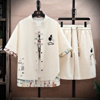 Men's Short-Sleeve T-Shirt Set – Chinese-Style Casual Ethnic Shirt and Shorts