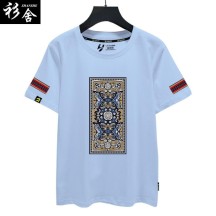 Chinese-Style Short-Sleeve T-Shirt with Guizhou Miao Ethnic Elements