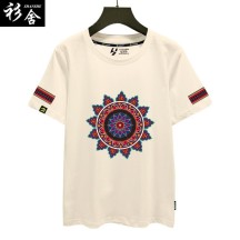 Chinese-Style Short-Sleeve T-Shirt with Guizhou Miao Ethnic Elements