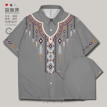 Ethnic-Style Plus Size Short-Sleeve Shirt with Miao and Tibetan Cultural Elements