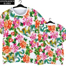 Northeast Floral Ethnic-Style Peony Festive Quick-Dry Short-Sleeve Shirt