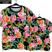 Northeast Floral Ethnic-Style Peony Festive Quick-Dry Short-Sleeve Shirt