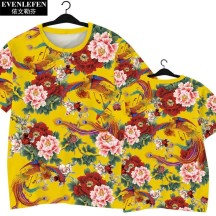 Northeast Floral Ethnic-Style Peony Festive Quick-Dry Short-Sleeve Shirt