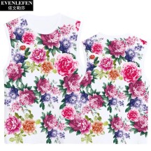 Northeast Floral Ethnic-Style Peony Festive Quick-Dry Short-Sleeve Shirt