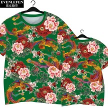 Northeast Floral Ethnic-Style Peony Festive Quick-Dry Short-Sleeve Shirt