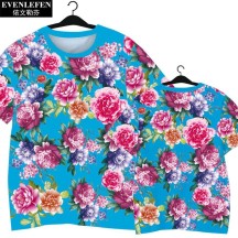 Northeast Floral Ethnic-Style Peony Festive Quick-Dry Short-Sleeve Shirt