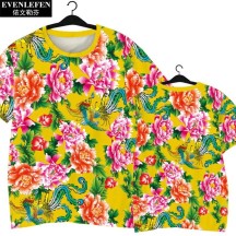 Northeast Floral Ethnic-Style Peony Festive Quick-Dry Short-Sleeve Shirt