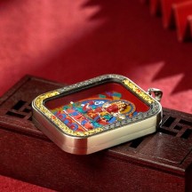Authentic cinnabar peer card pendant square
